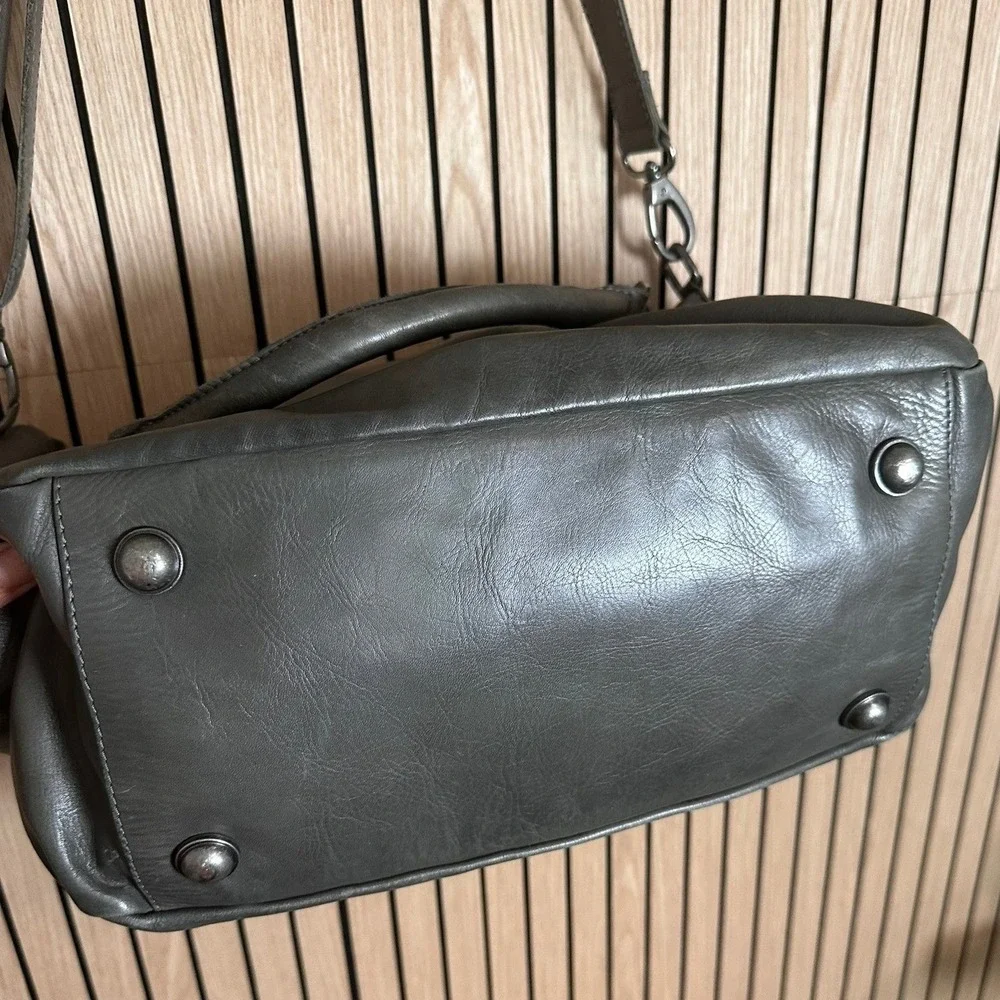 IKKS Gray Leather Slouchy Hobo‎ Tote Crossbody $450 MSRP